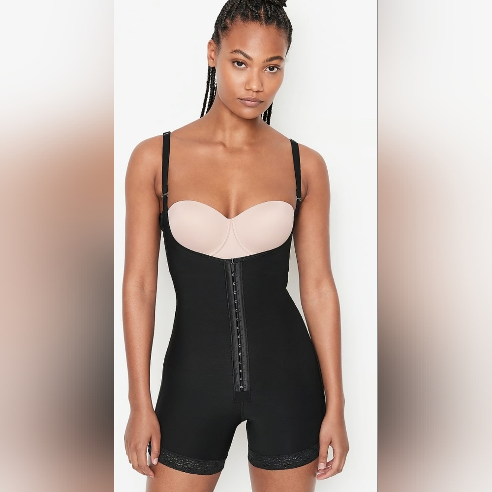 NWT Leonisa 018678N Open Bust Firm Compression Body Shaper Boyshort Womens med. - Picture 2 of 9